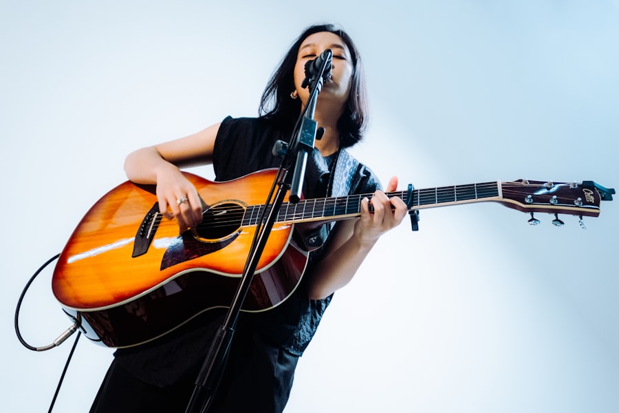 Playing song acoustic-guitar